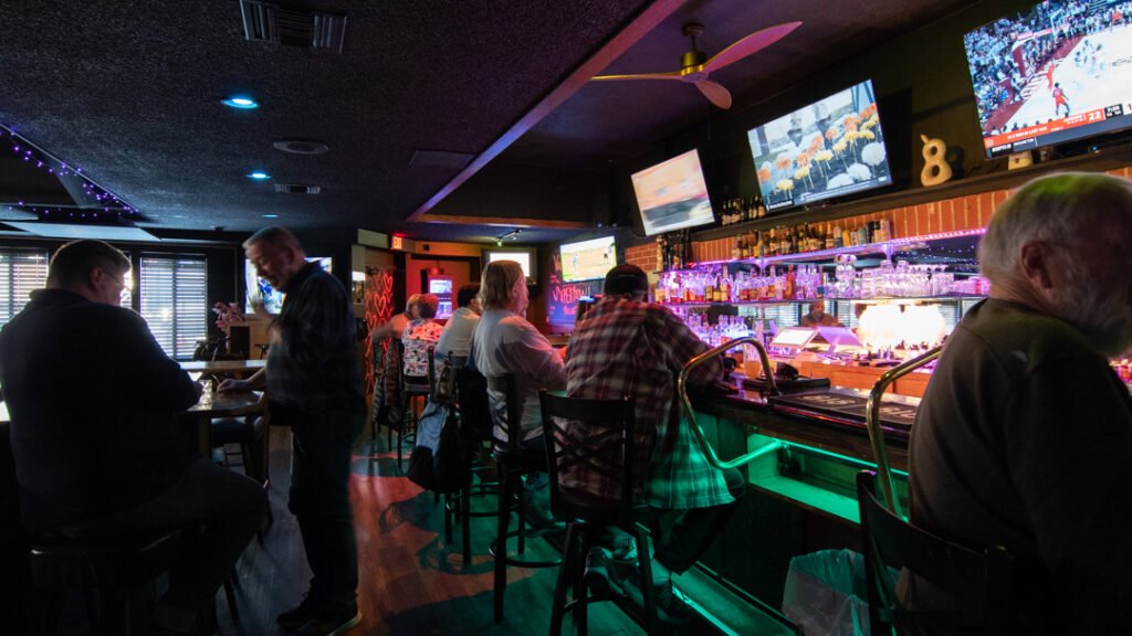 A group of customers watch sports at Banter Bar Los Angeles.