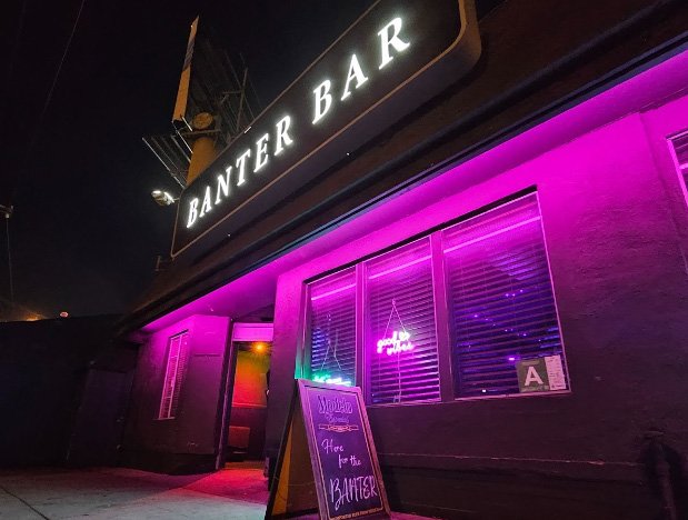 Front of Banter Bar Los Angeles at Night